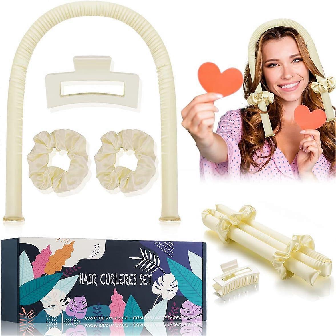 High elastic sponge heatless curling iron, women's heatless curling iron headband, soft and comfortable sleeping silk heatless curling band