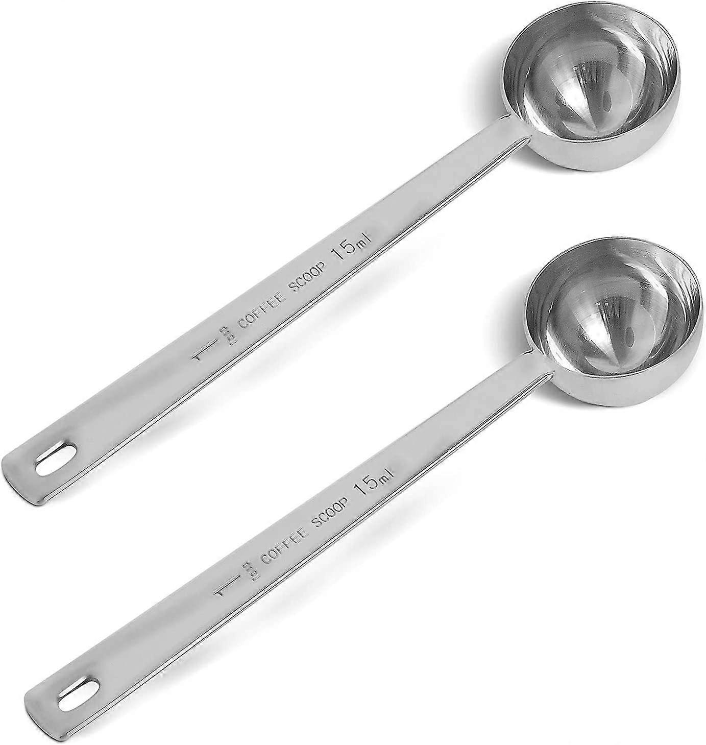 Stainless Steel Coffee Measuring Scoops (Silver, 2 Pcs, 15ml)