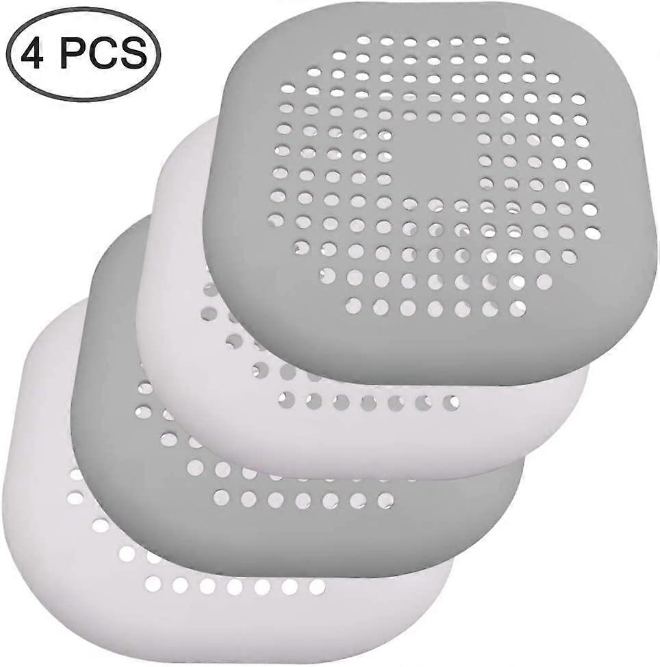 4 pieces silicone drain strainer with suction cup for kitchen bathroom