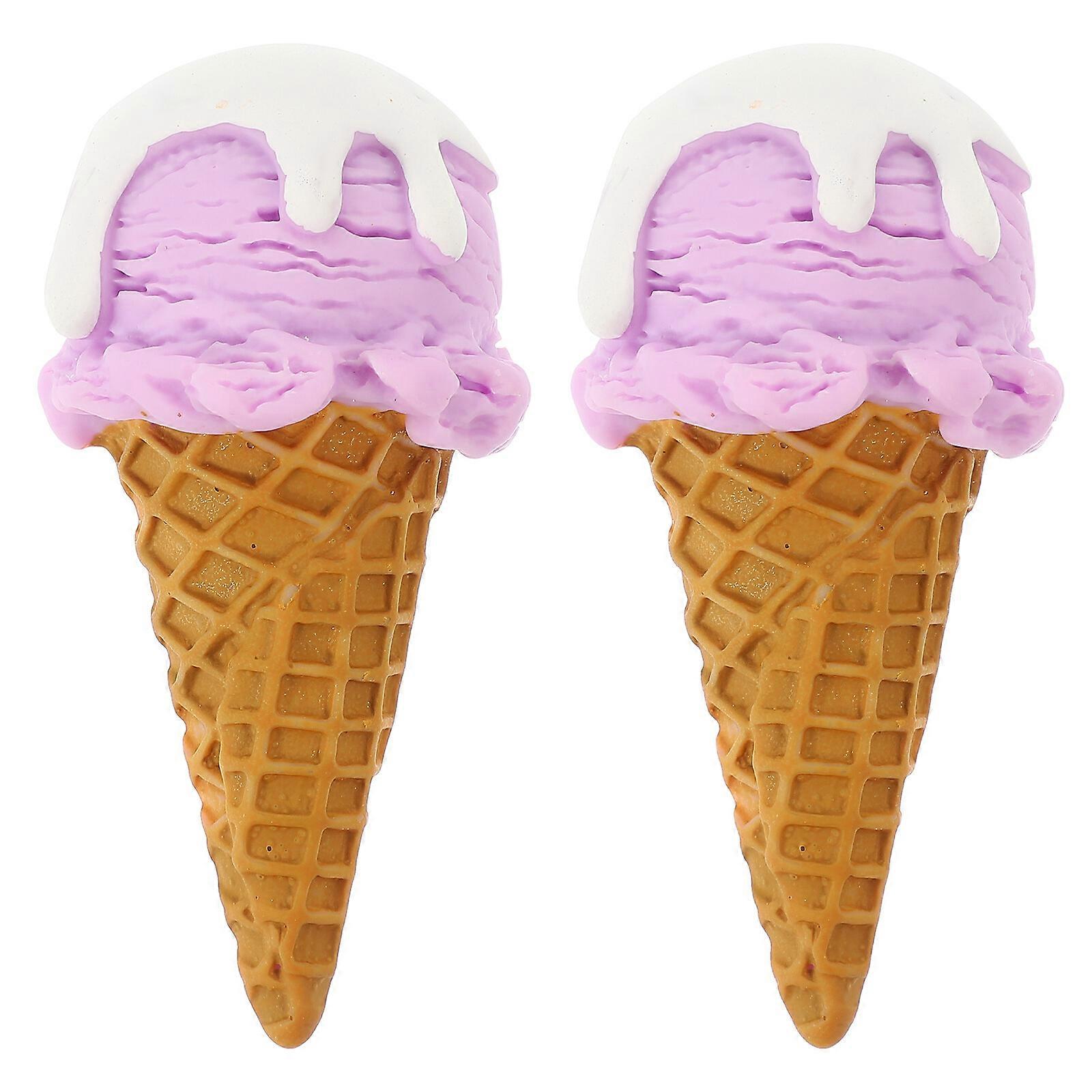 2Pcs Fake Ice Cream Cone Artificial Ice Cream Model Dessert Prop Shop Display Photo Prop