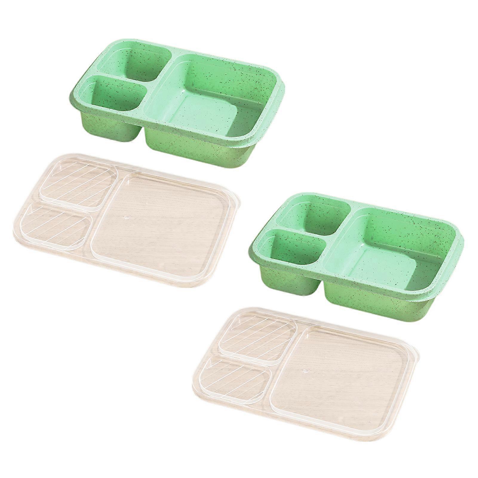 2 Pcs Bento Lunch Box Containers for Adults Kids Reusable Snack Boxes with 3 Compartments BPA-Free Meal Prep Containers for School Work Travel Jikaix