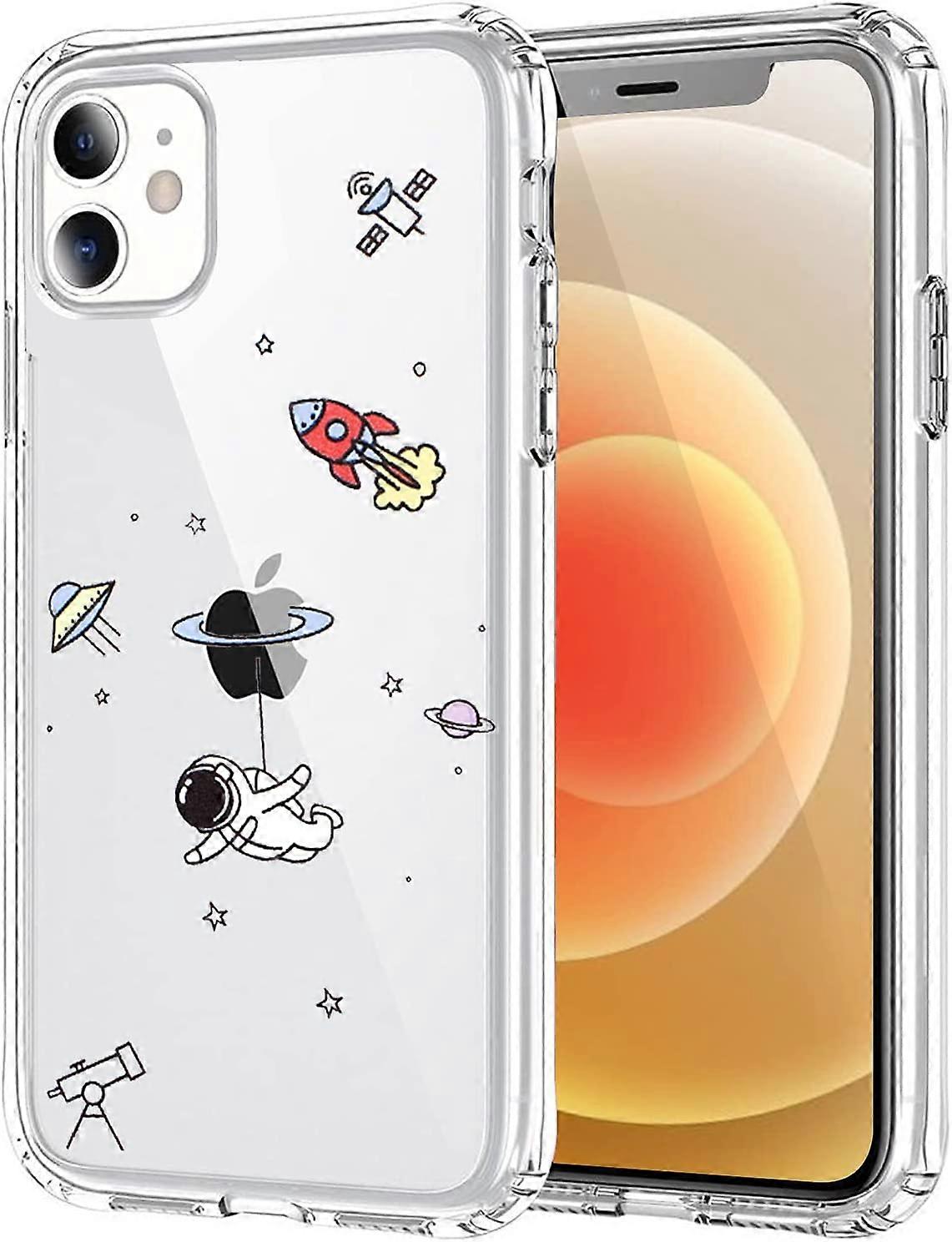 Compatible for iPhone 12 / iPhone 12 Pro Case Clear Cute with Astronaut Outer Space Planet Star Creative Pattern,for Girls Boys Soft TPU Shockproof Sl