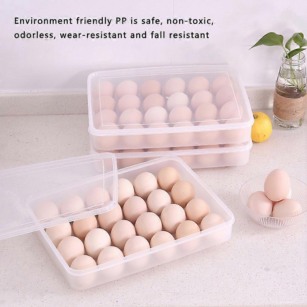 Fresh-keeping Box 24 Grids Covered Egg Tray For Refrigerator Clear Stackable Egg Storage Box Dispenser Plastic Egg Holder