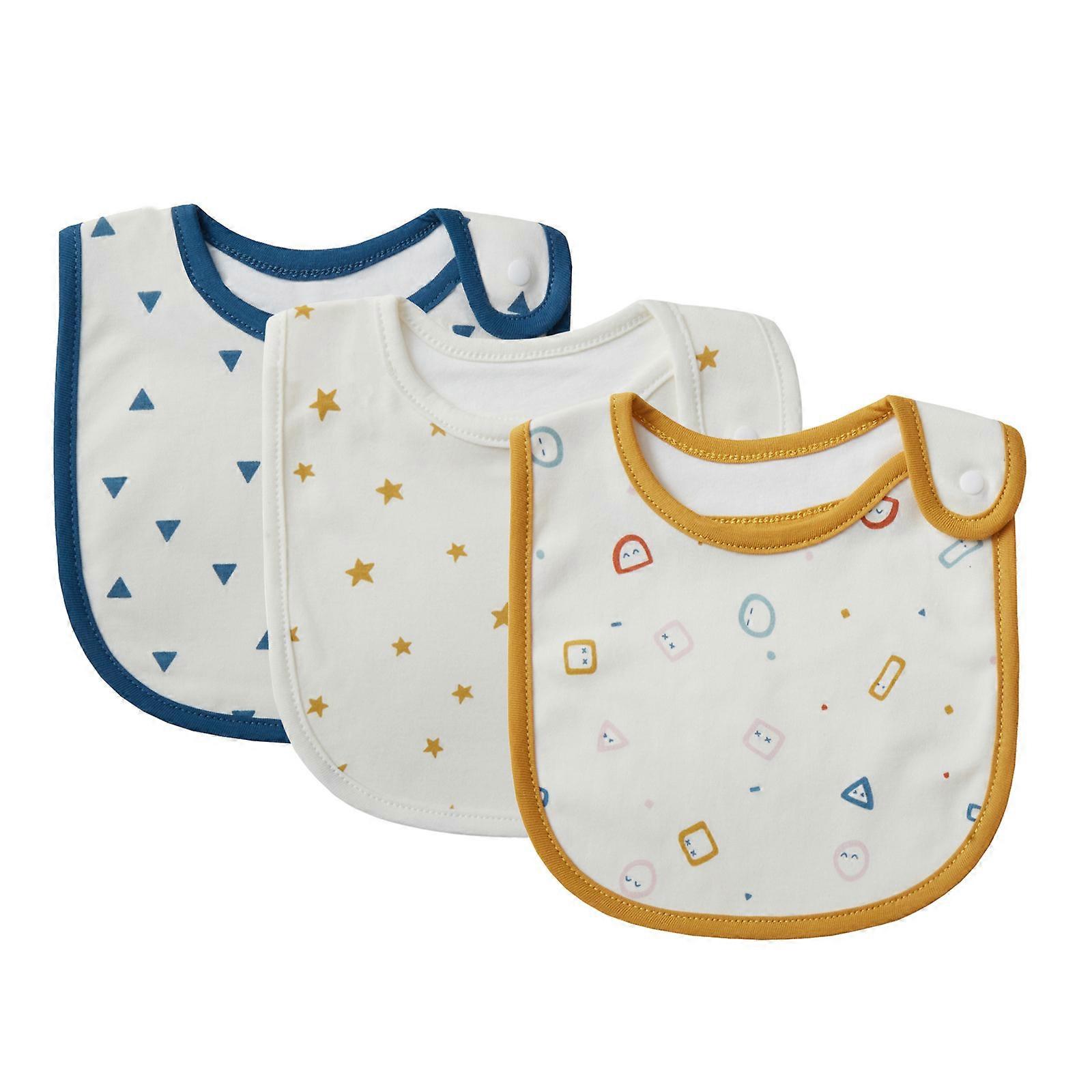 Baby bib set (3 pieces) snap closure, cotton waterproof/value pack bibs