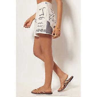 Women's Summer 2-Piece Outfit - Graffiti Print Button-Down Shirt & Shorts Set, Loose Fit
