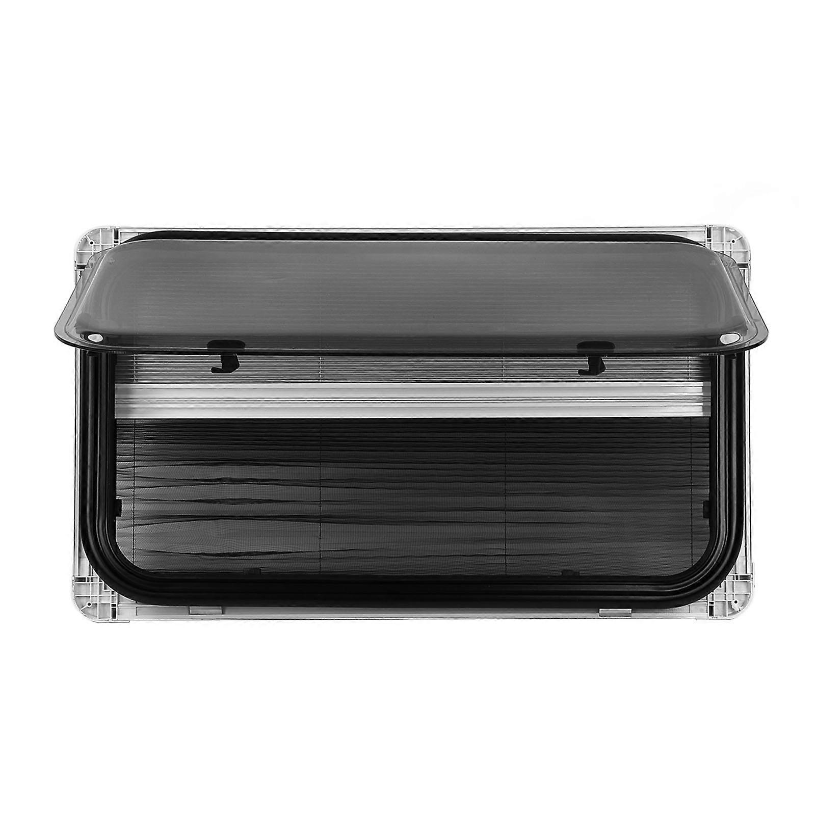 900x500mm RV Push Out Window Double Layer UV Resistant 75° Opening Angle External Exit Window with Insect Net Privacy Curtain 