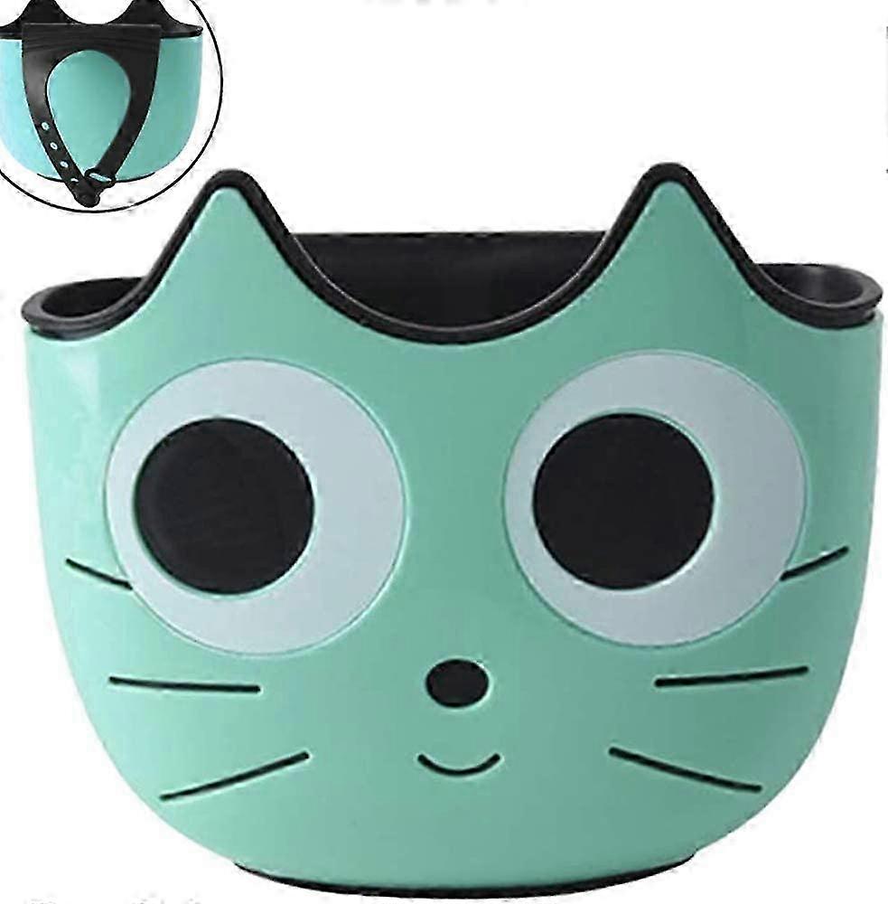 Sponge Holder,Green Cartoon Cat Pattern Plastic Sink Organizer(Green)