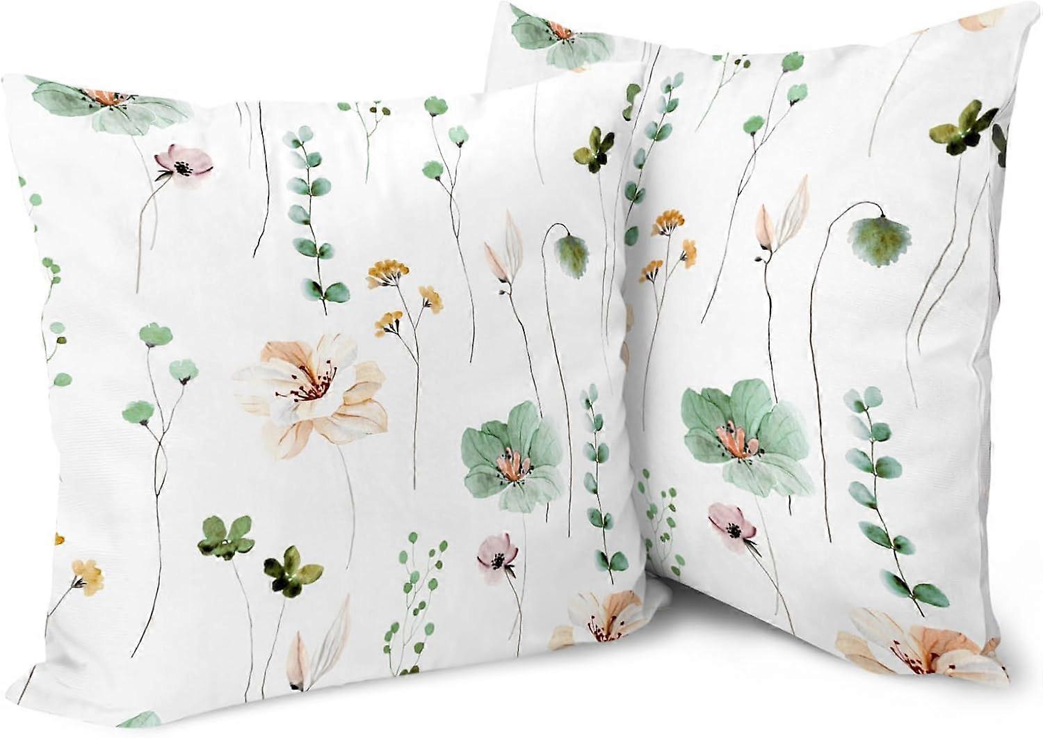 Linki Set of 2 Pillow Covers 18x18 inch Watercolor Floral Abstract Throw Pillows Case Modern Farmhou