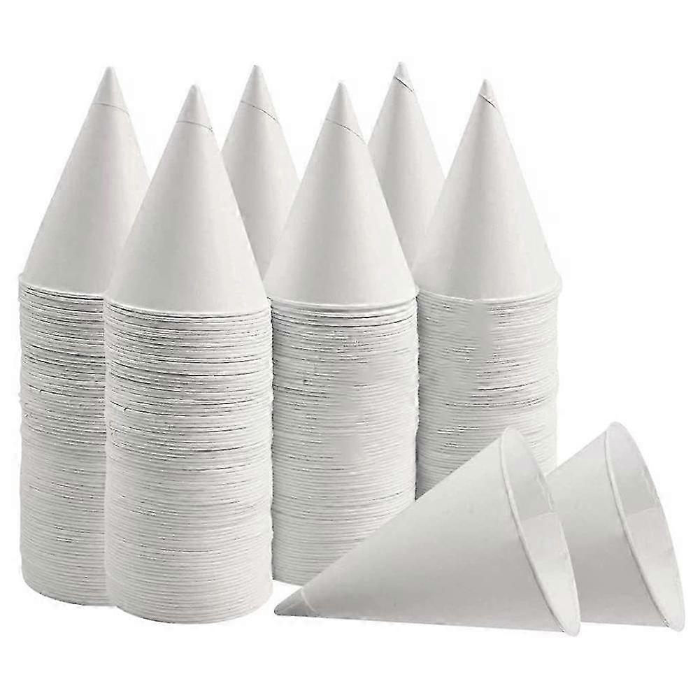 White Paper Cone Cups, Snow Cone Cups,Coated Leakproof Cone Paper Cups suitable for Slush, Shaved Ic