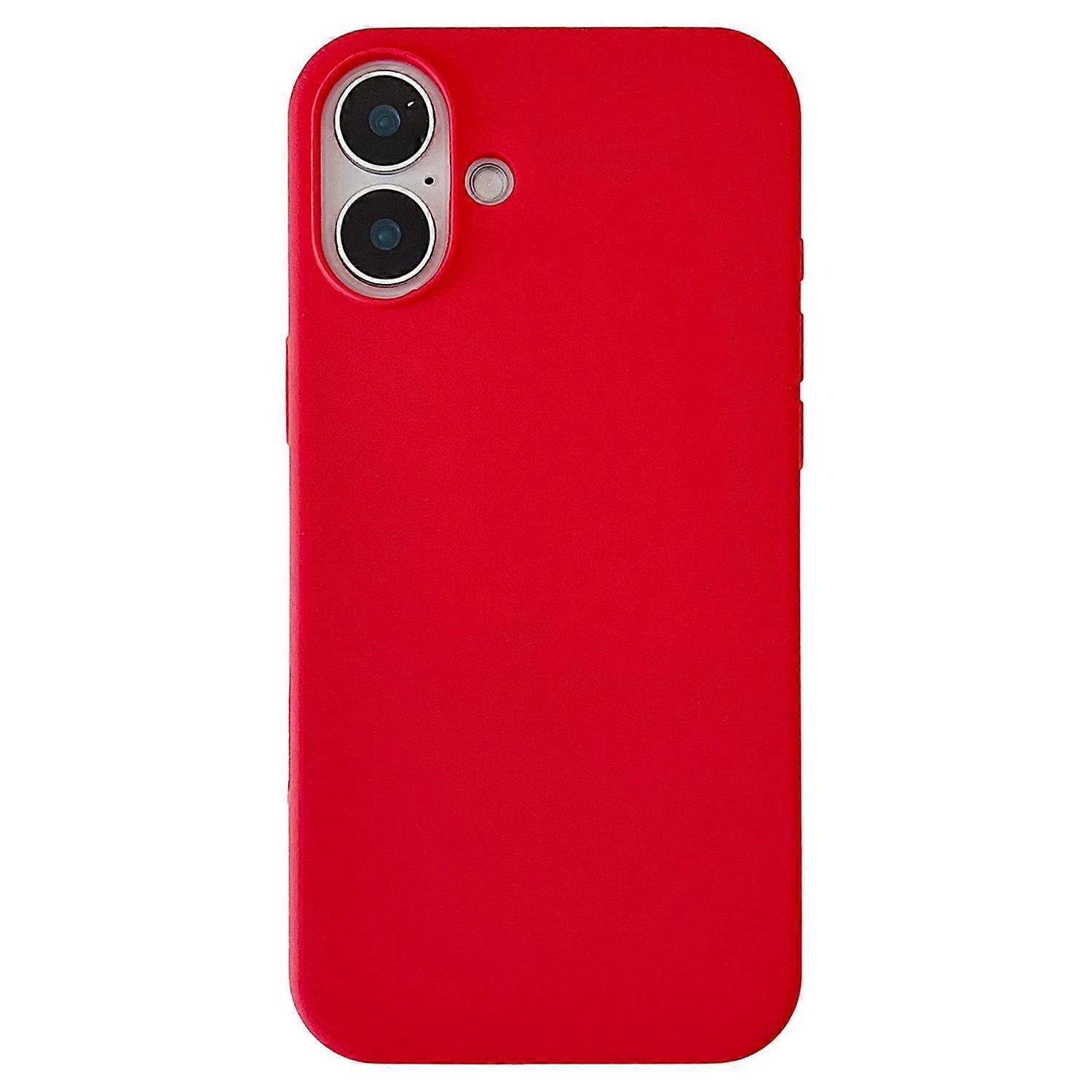 For iPhone 16 Case Silicone Shockproof Phone Protective Cover Shell - Red