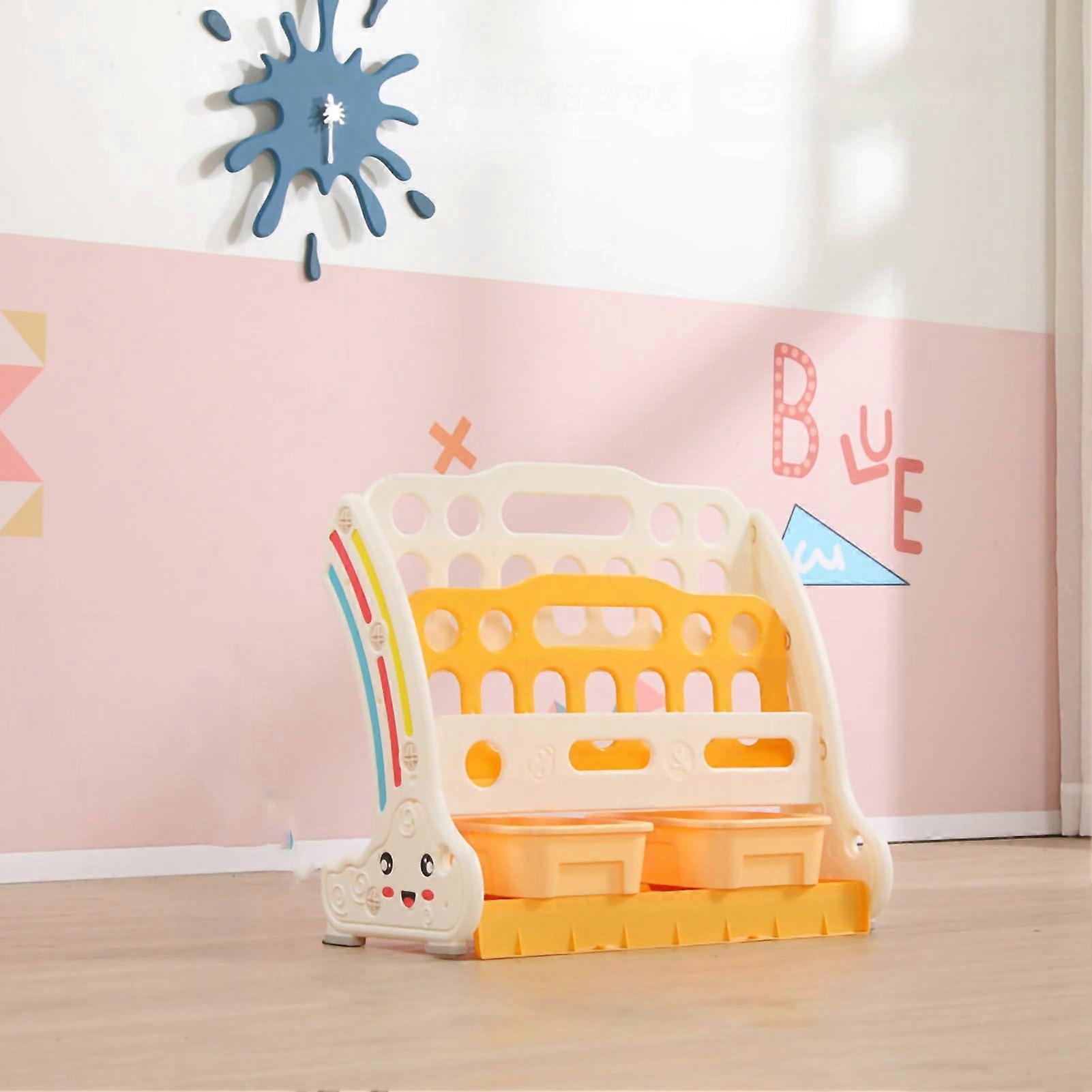 Children Bookshelf Kindergarten Picture Books Storage Rack Home Simple Floor Standing Bookshelf 3 Layers 54x49.5x26.5cm/21.3x19.5x10.4in