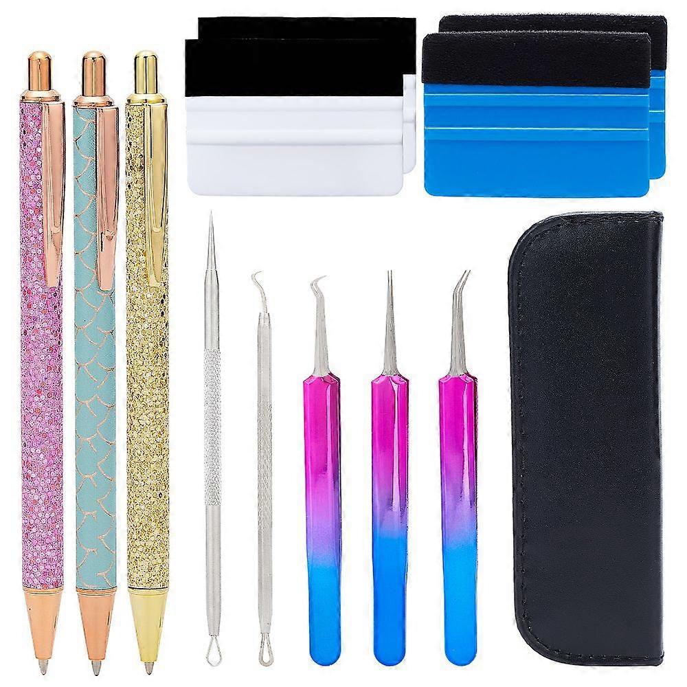 12PCS Weeding Pen Craft Pin Pen Weeding Tools with Scrapers Stainless Steel Hooks for Vinyl Air Release Weeding Tools Glitter Pin Pen for Bubble Remov