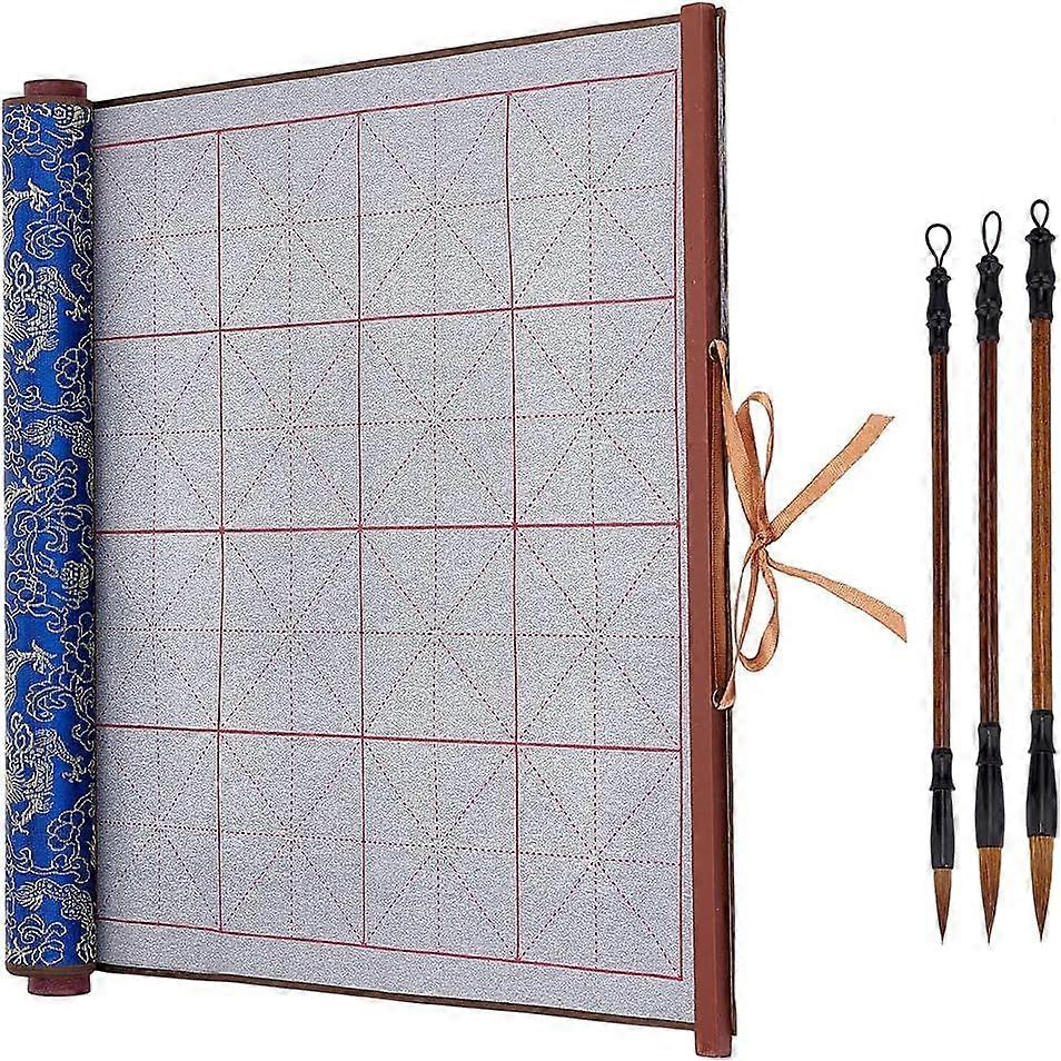 Reusable Water Writing Magic Cloth No Ink Chinese calligraphy Set 3pcs Traditional Calligraphy Writing Brushes Pens Chinese Calligraphy Paper for Begi