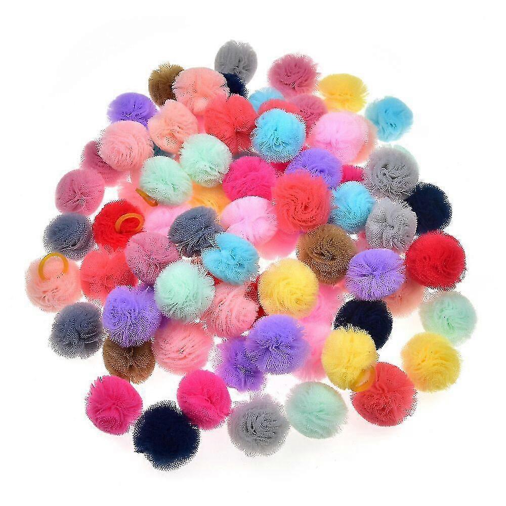 Small Dog Bows,colored Ball Design For Puppy, Bows With Rubber Bands 0.78",pet Grooming Bows, Dog Hair Bows, 24pcs (random Color)