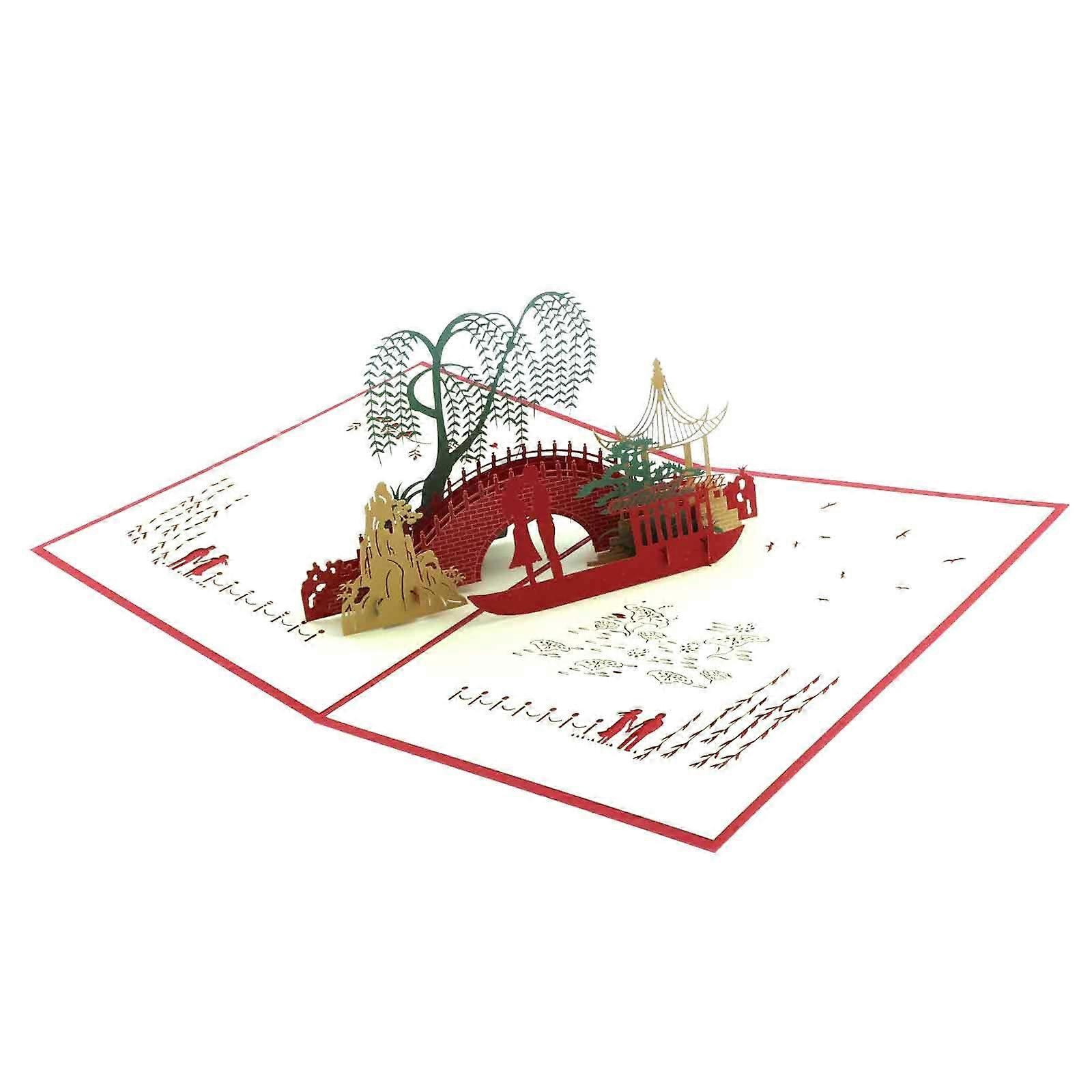 1pcs Bridge water lovers 3D three-dimensional greeting cards