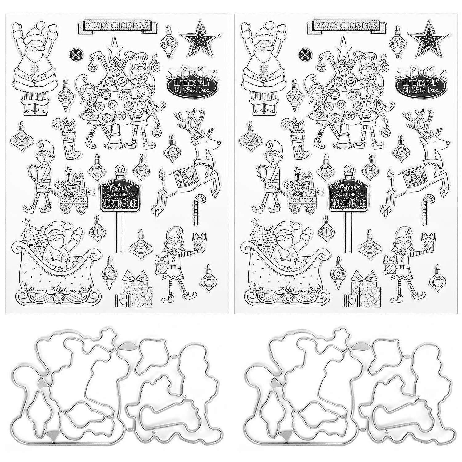 2 Sets Christmas Silicone Clear Stamp for Photo Albums Cards DIY HandMade Decoration