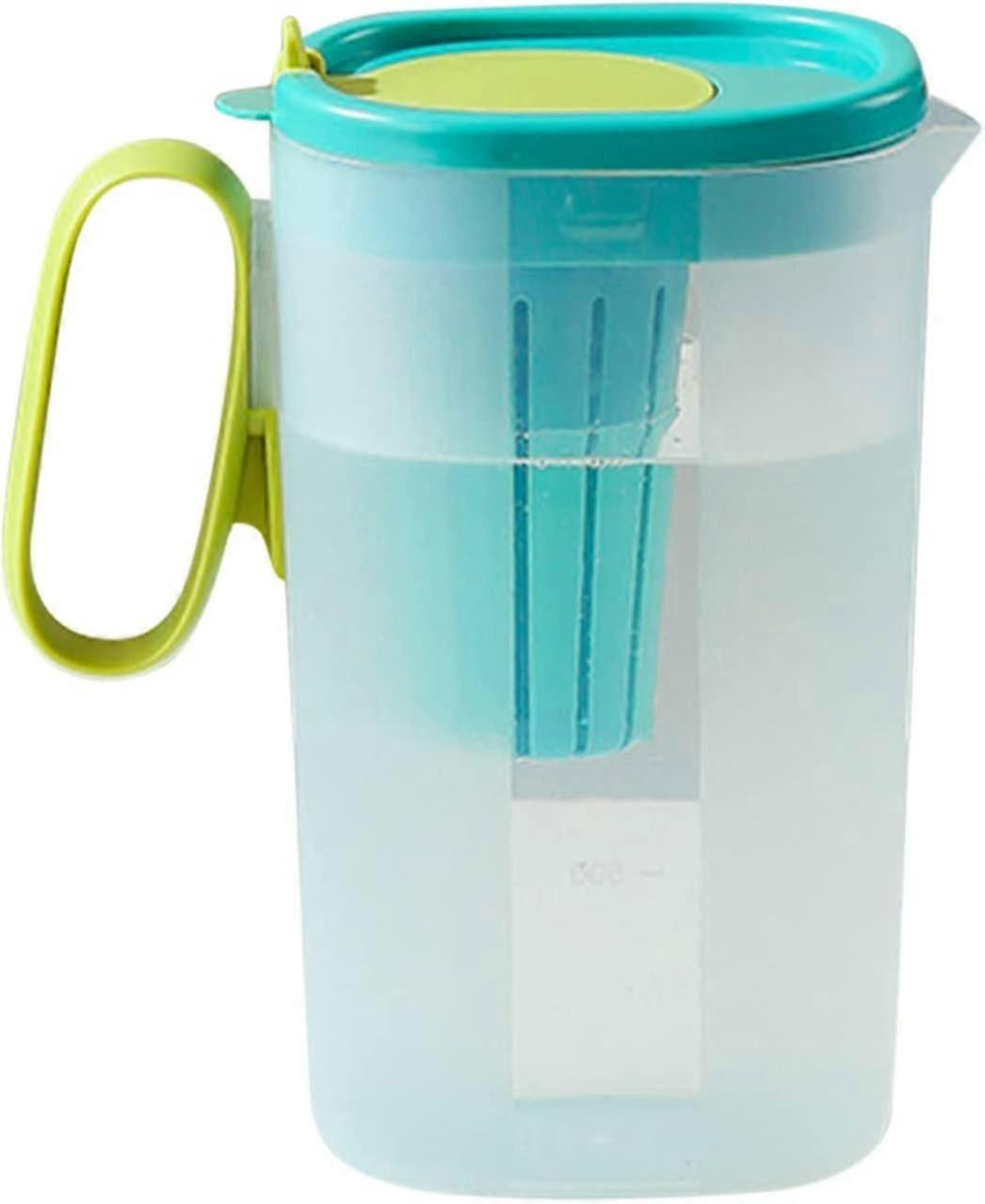Pitcher Tea Lid Waterbeverage Kettle Jughandle Iced Coldspoutpitchers Gallon Clear Ice Acrylic Airtight with blue