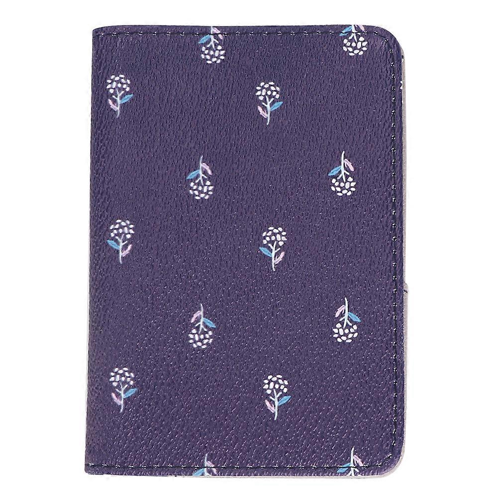 Multi function Travel Passport Holder Card Case Protector Package Organizer(Navy blue flowers)