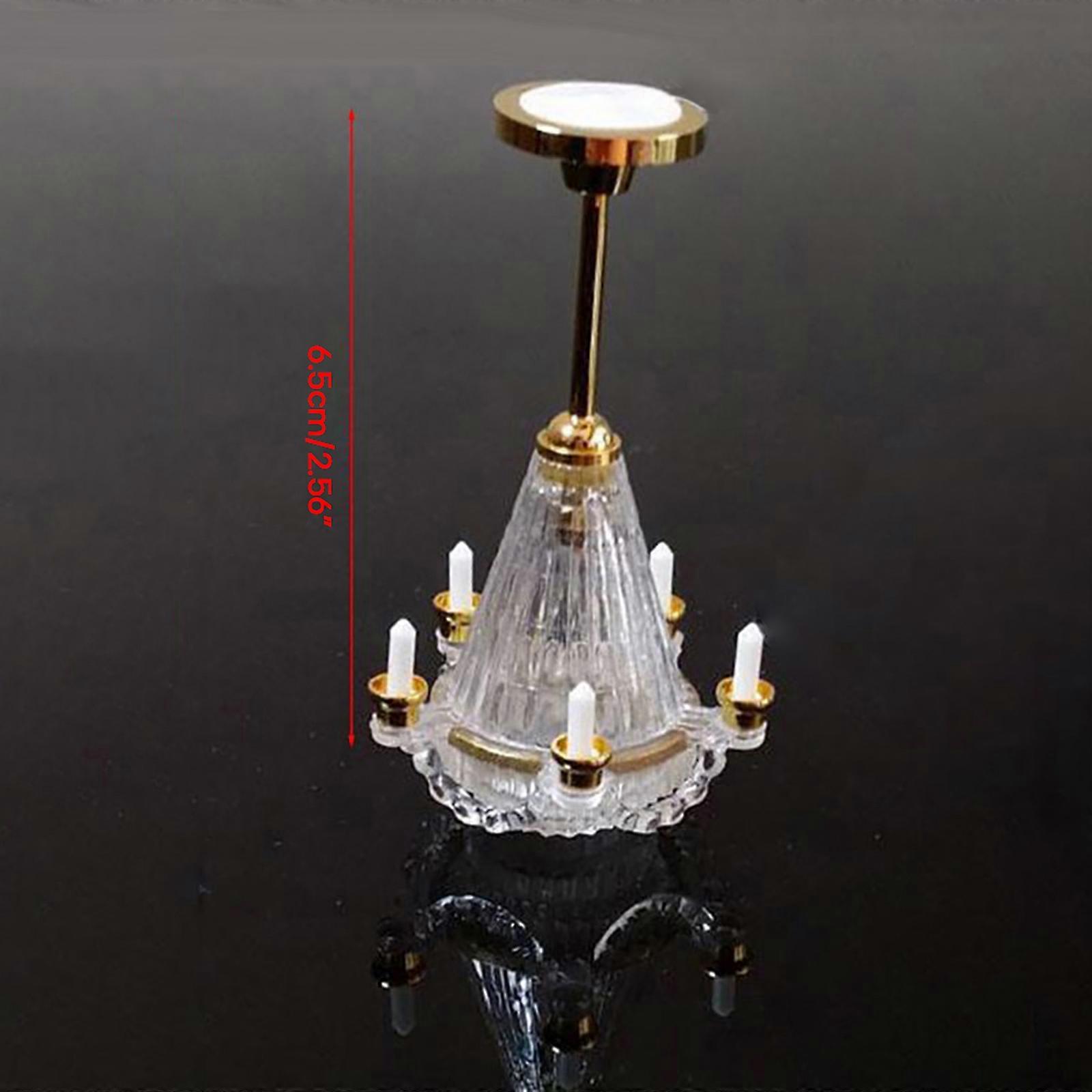 Sand Table Miniature Chandelier Model Ceiling Lamp with Light Up LED for Girls Pretend for Play Role-Play for Doll House