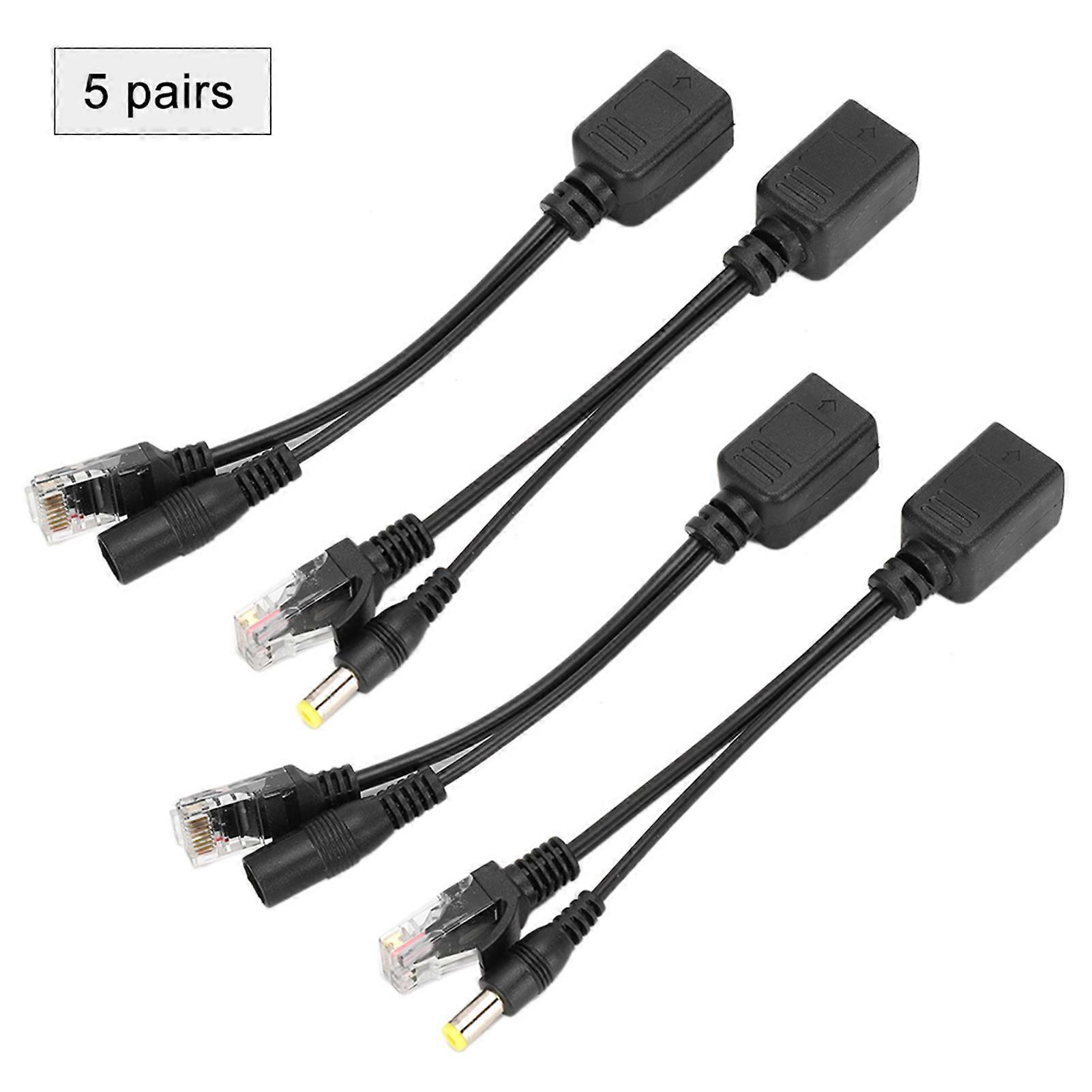 5 Pairs Power Over Ethernet POE Splitter Adapter Injector DC12V for IP CameraBlack