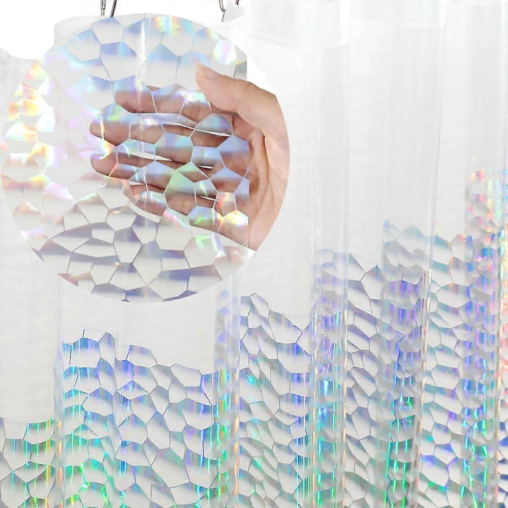 Holographic Thin Thin 3D EVA shower curtain lining water cube, 72x72 stainless metal ring