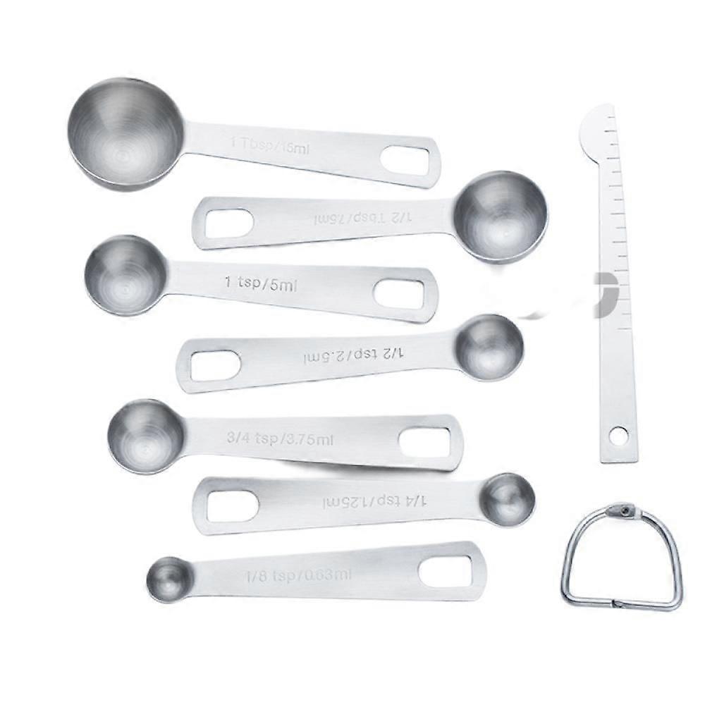JUSCH Kalsreui Measuring Spoons Set, 6 Measuring Spoons and 1 Ring, Baking Measuring Spoons, 18/8 Steel Measure Spoons, Kitchen Measurement Spoons (To