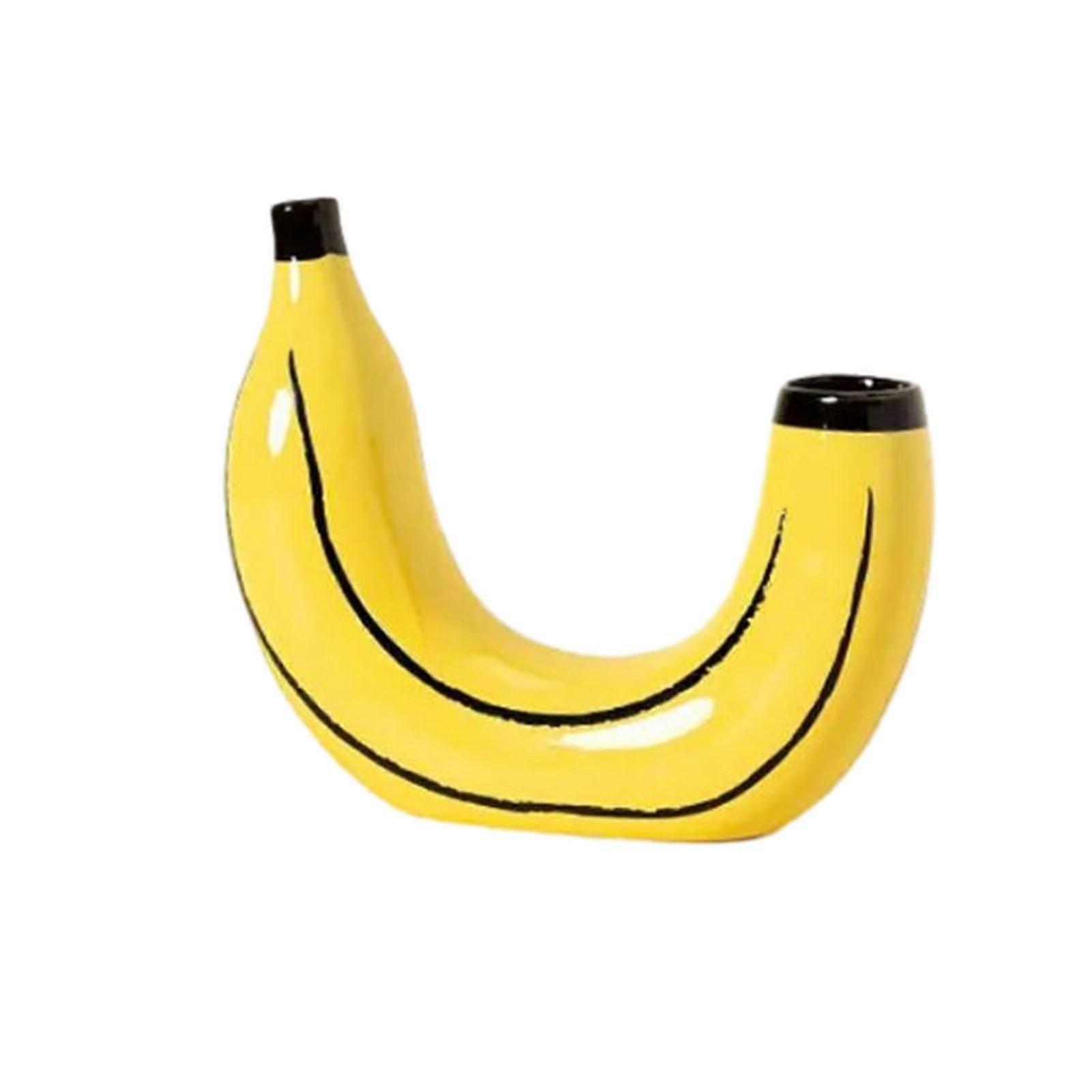 Creativity Banana-Shape Vase Innovative Desktop Resin Ornament for Indoors-Good