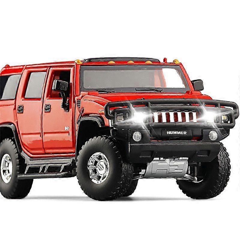 1/32 ハマー H2 SUV オフロード トイカー JKM ダイキャストメタル ミニチュアモデル サウンド&ライト ドア 開閉可能コレクション ギフト 子供用 男の子 赤