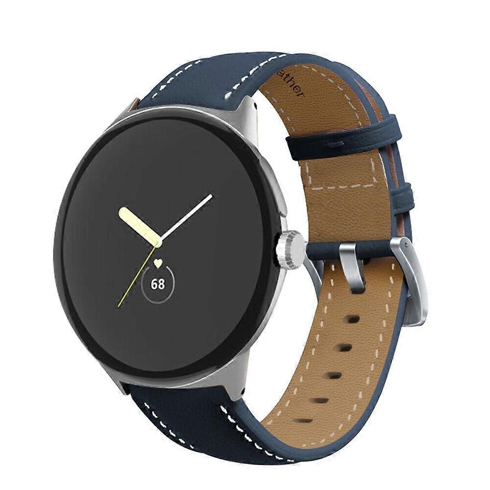 For Google Pixel Watch Pointed Tail Stitching Leather Watch Band