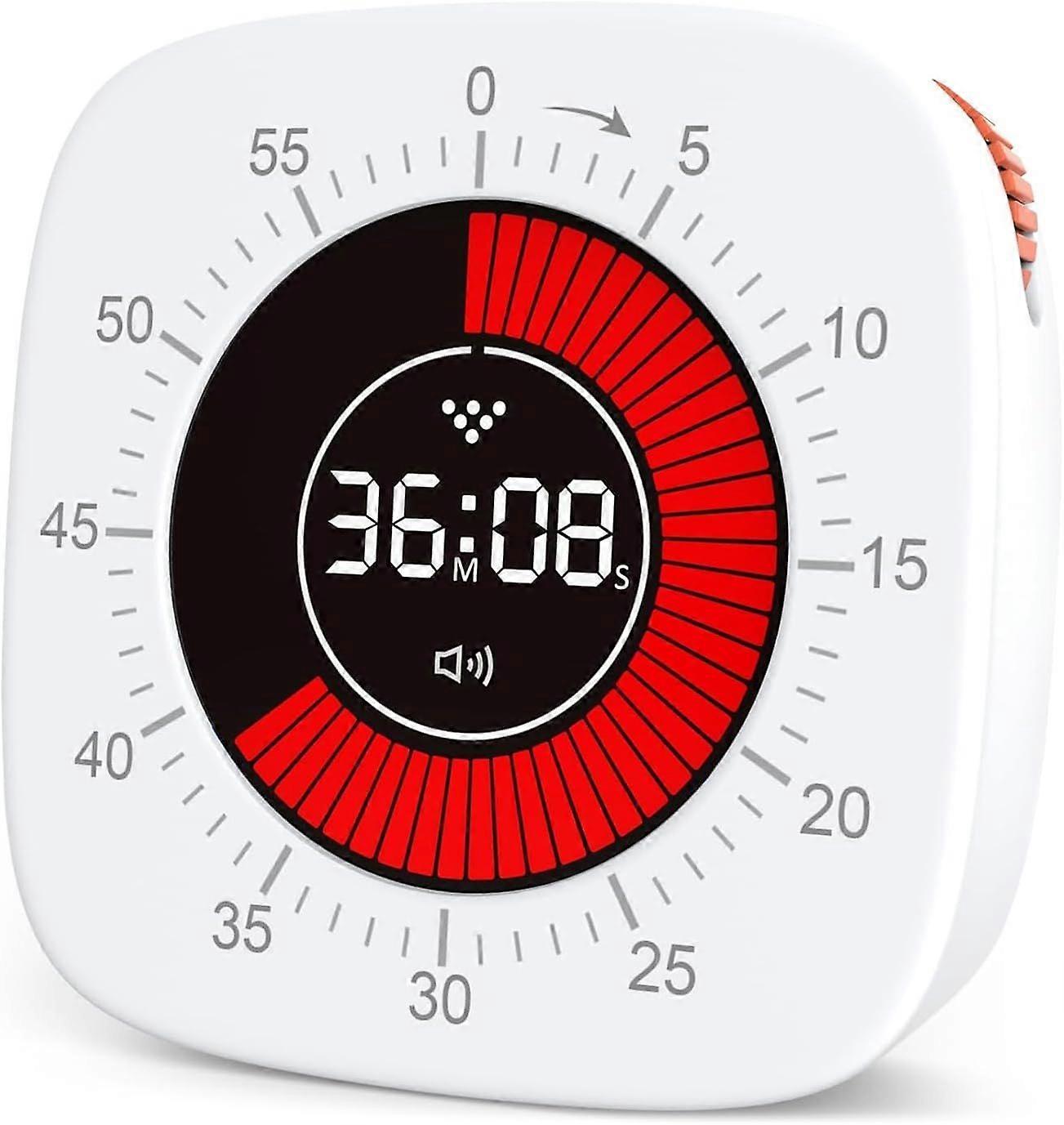 Kids Timer, Visual Countdown Timer, 60 Minutes Silent Timer, 3 Reminder Modes, Quick Setting, Rechargeable Timer for Kitchen, Meetings, Study