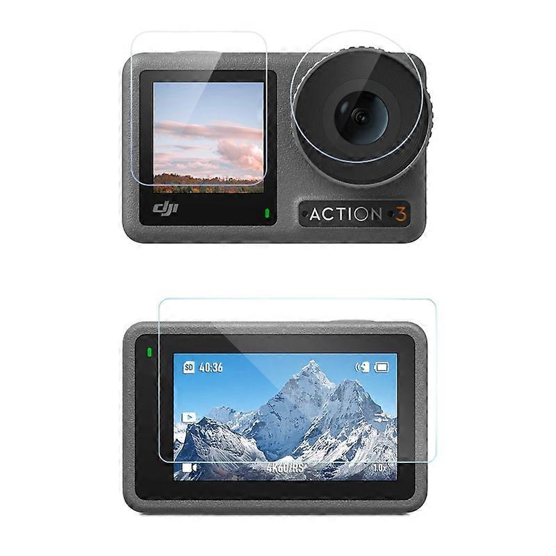 Für DJI Osmo Action 3 3-in-1-Objektiv Front- und Rückbildschirm Diamond Explosionsgeschützte Folie