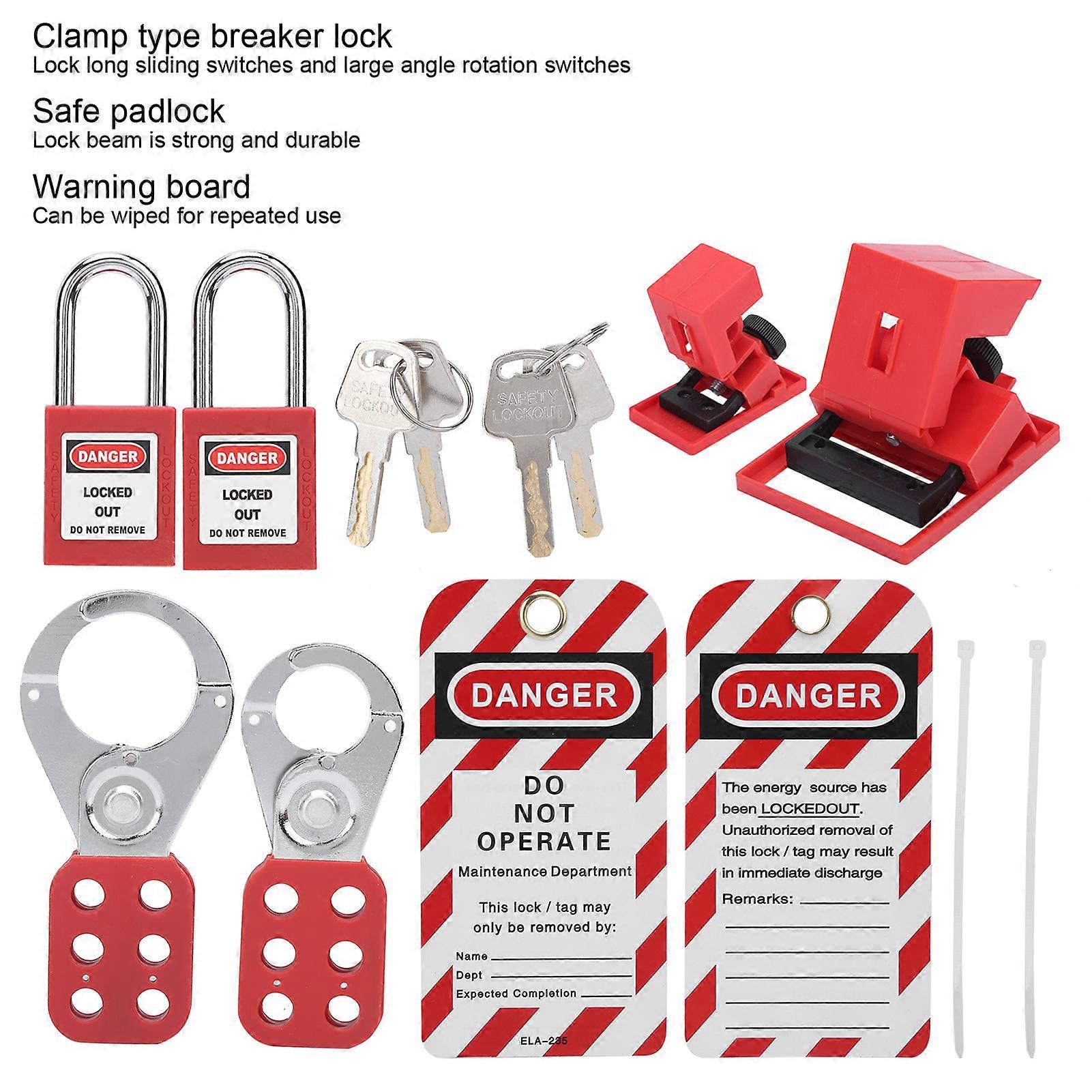 Multifunctional Lockout and Tagout Kit with Warning Tag and Portable Safety Red Padlock