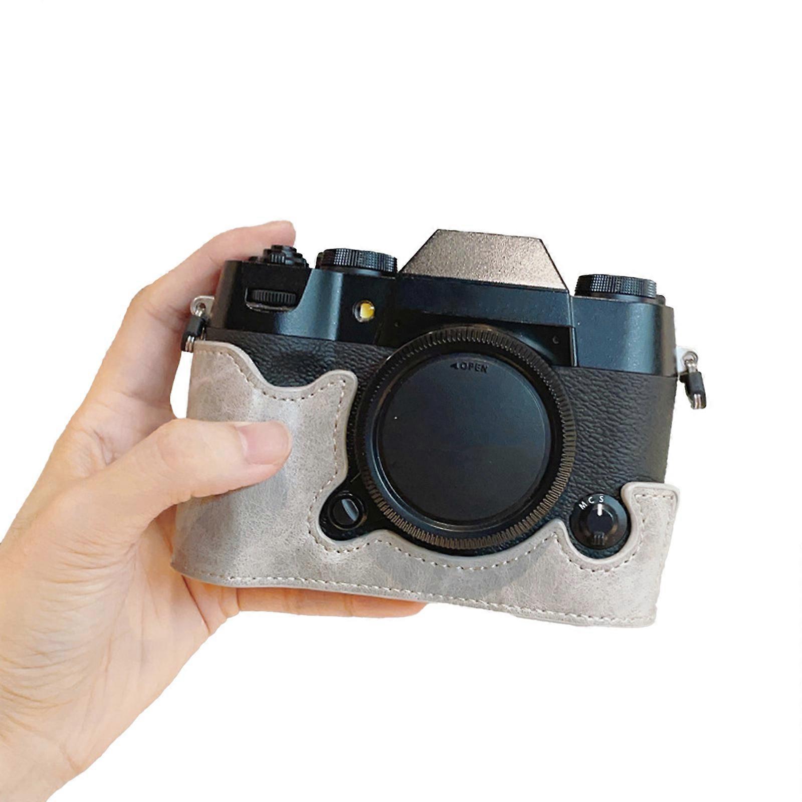 PU Leather Handmade Camera Base Bag Cover for XT50 with Magnetic Closures and Easy Battery Access  Gray