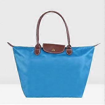 Oxford Stofftasche Nylon Schulter Handtasche Faltbare Aufbewahrungstasche Damen Wasserdichte Handtasche M (44x30x18cm) Blau
