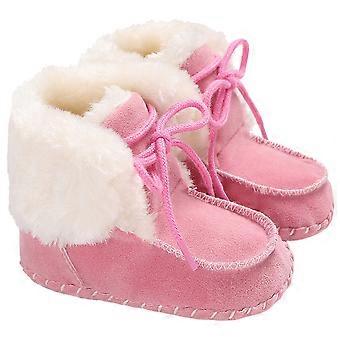 Bottes d'hiver chaudes roses pour bébé pour la marche avec semelles souples antidérapantes pour hommes et femmes