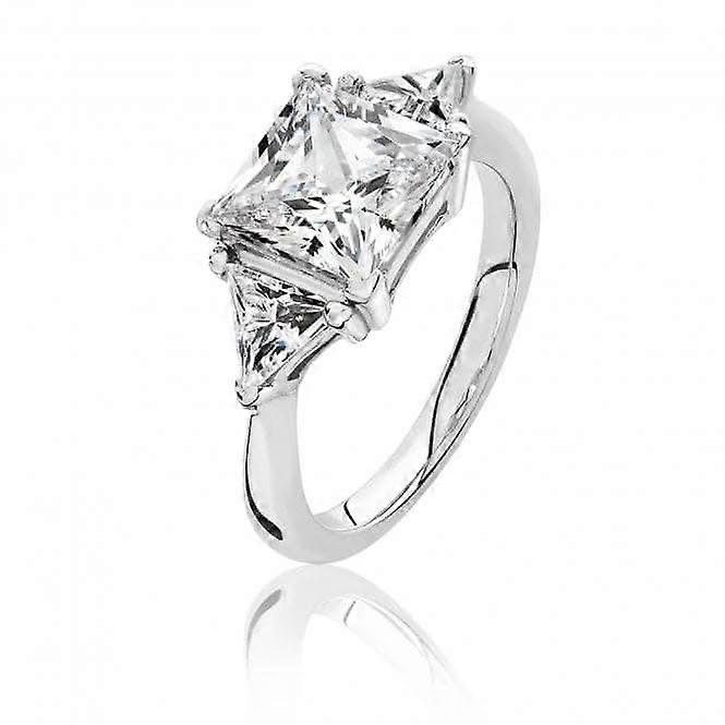 Silver & Co 3-Stone Princess & Tria Cubic Zirconia Ring Set SRG0096CZ