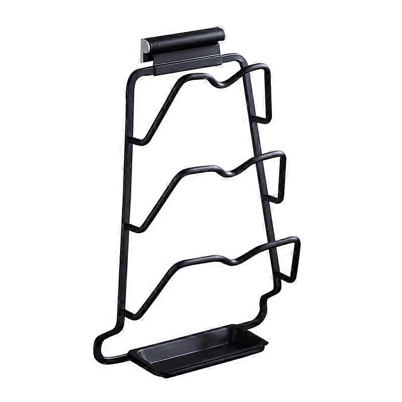 Wall Mounted Pot Lid Rack Kitchen Multifunctional Cutting Board Storage Rack (Black)