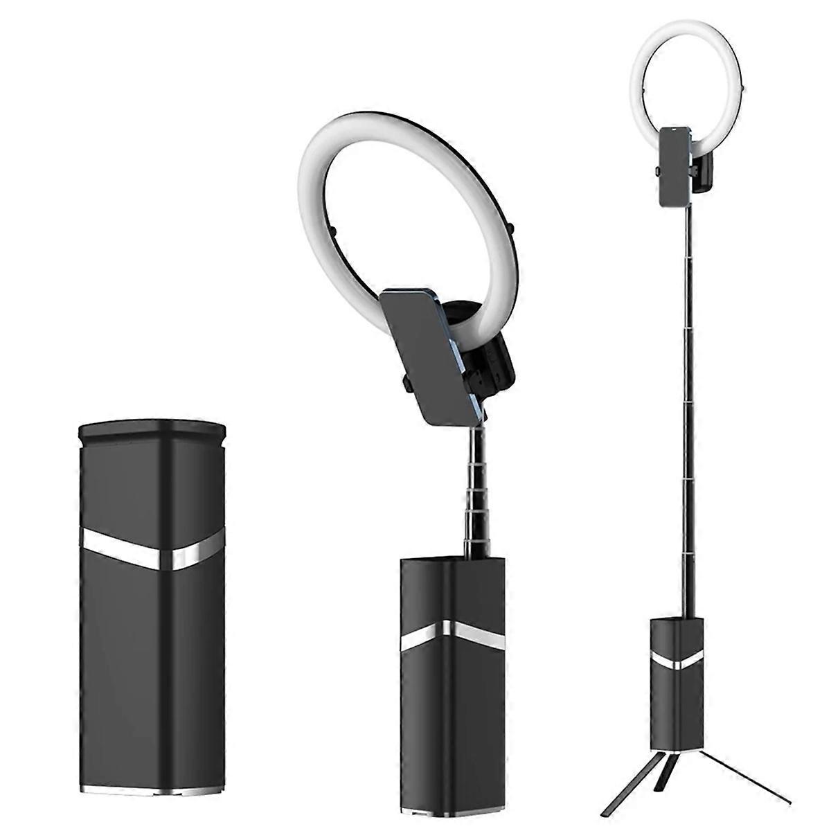 Mini Portable LED Ring Fill Light Tripod for Live Streaming Black