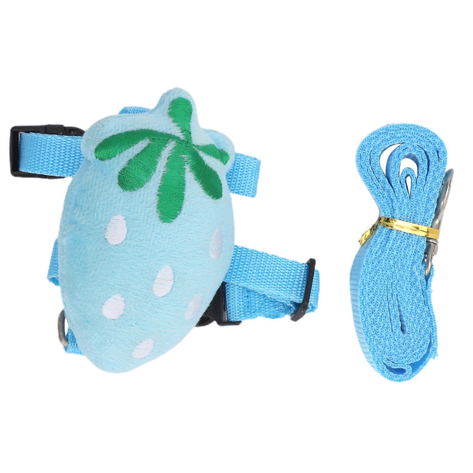 Rabbit Small Pet Blue Strawberry Leash Harness Chest Back Set for Pet Pulling Walking