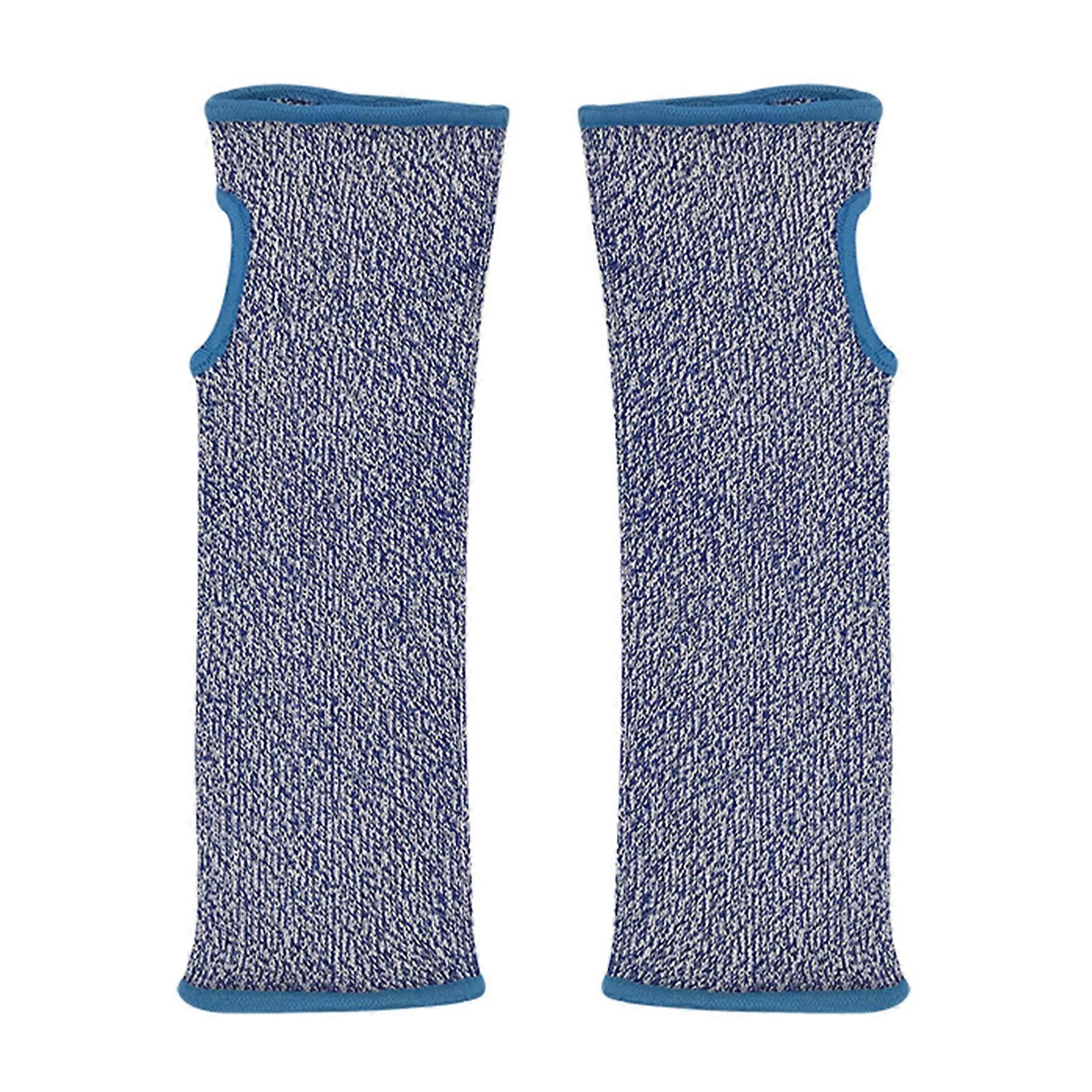 HPPE Arm Protective Sleeves Guard, 5 Grade High Durability Cut Safe, Comfortable Breathable for Work Security Pack Of 2 25CM Blue