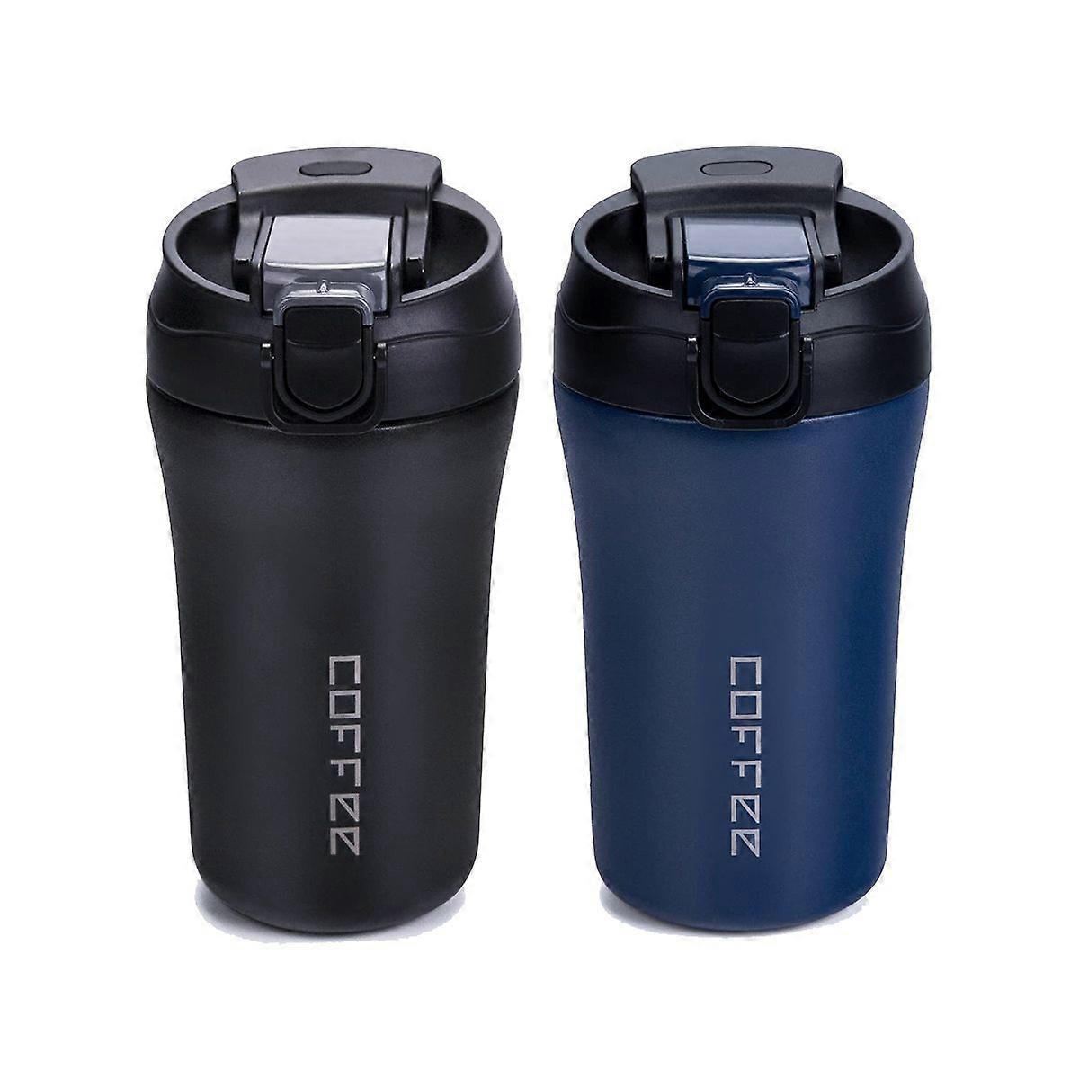 2pcs Creative Double Drinking Straw Cup - Black + Blue