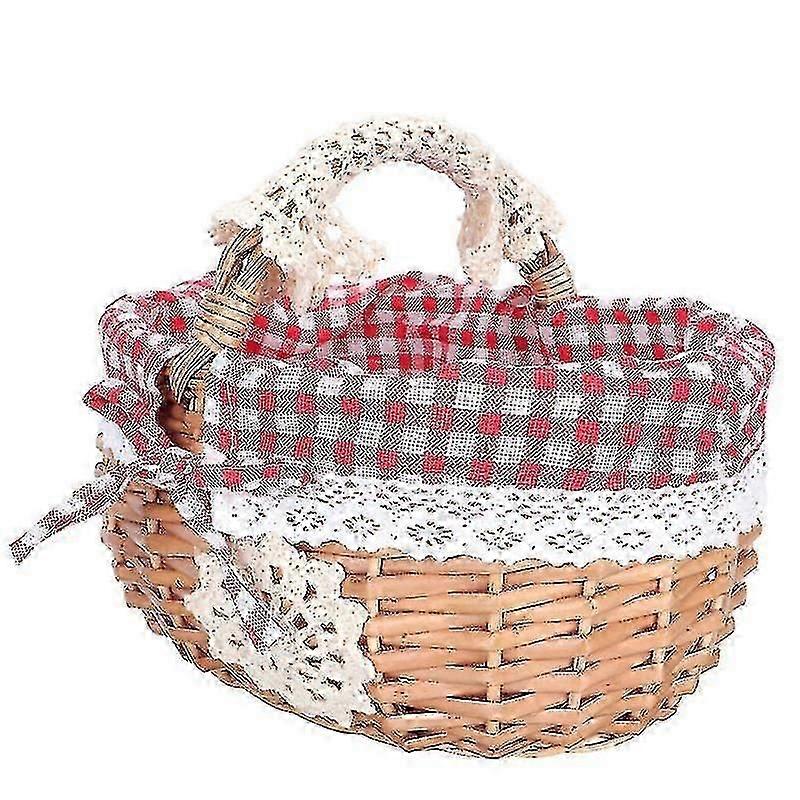 28X24cm Red Picnic Baskets Rattan Egg Storage Basket Simple Home Restaurant Fruit Basket Storage Bas