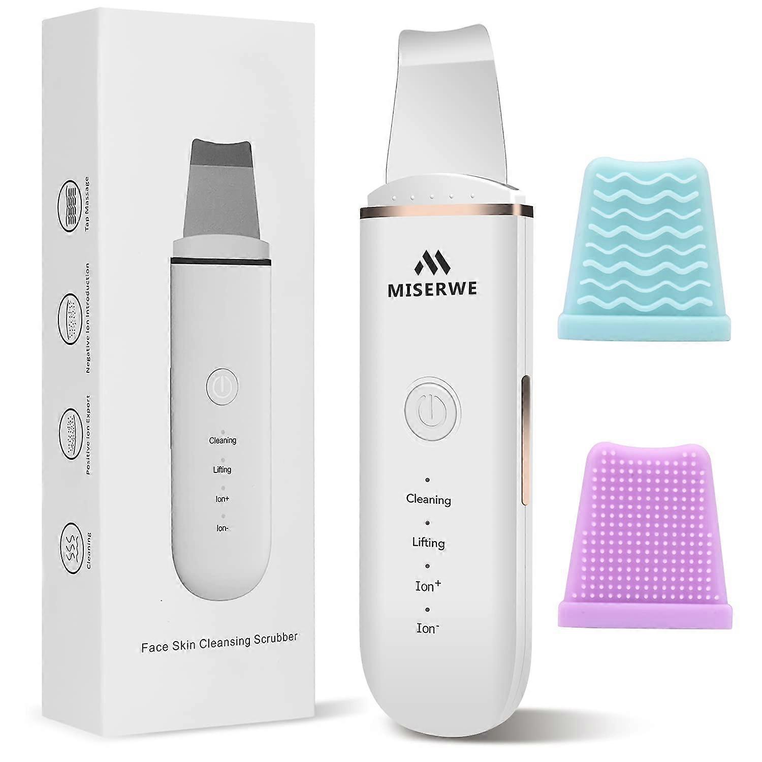 Skin Scrubber Face Skin Spatula for Deep Cleansing Blackhead Removal and Pore Cleaning, 4 Modes, White Color