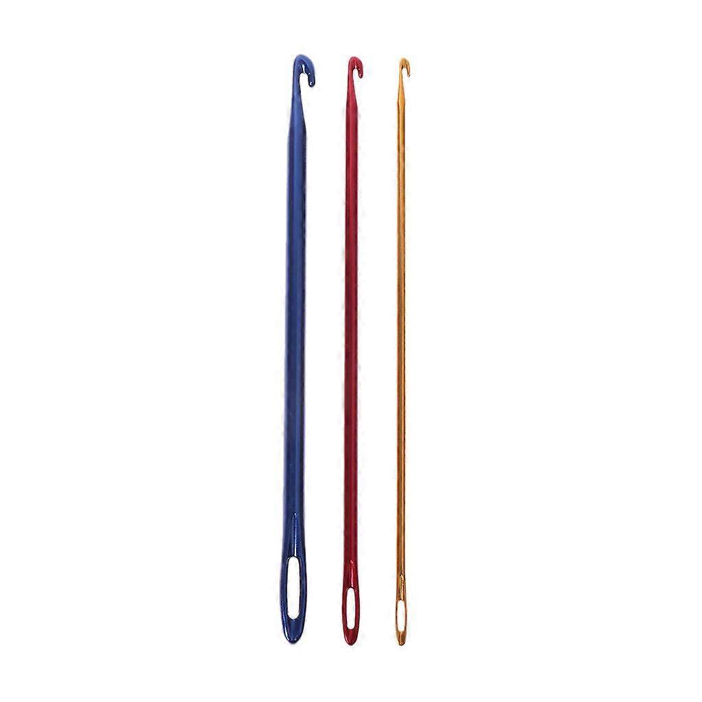 3pcs Crochet Hook Set Afghan Crochet Needle with Threading Hole Knitting Needle for Craft Projec Multi-Colored