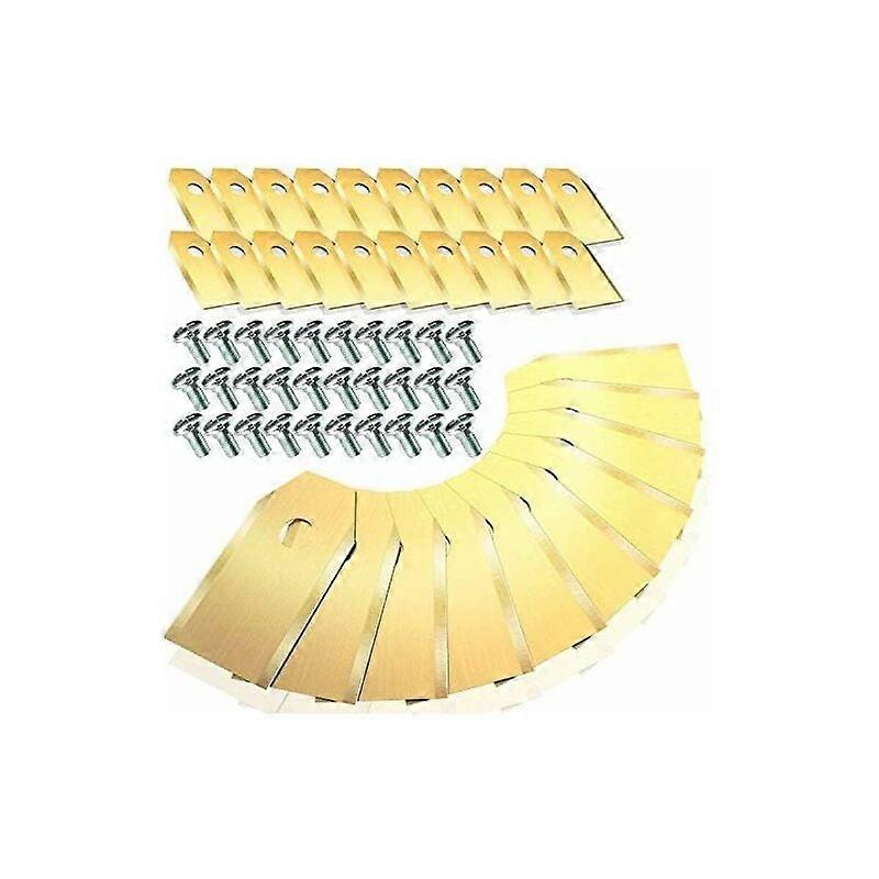 30 x 钛合金替换刀片，适用于所有 Husqvarna/Gardena/Yard Force/Automower 自动割草机花园割草机，坚固耐用（3.1 克/0.75 毫米），带螺钉 - 金色