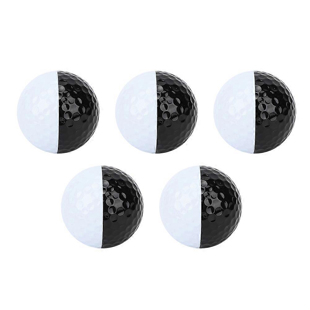 5 Pcs Double Layer Golf Balls Practice Training Aids Putter Aiming Line Two Colors Black and White