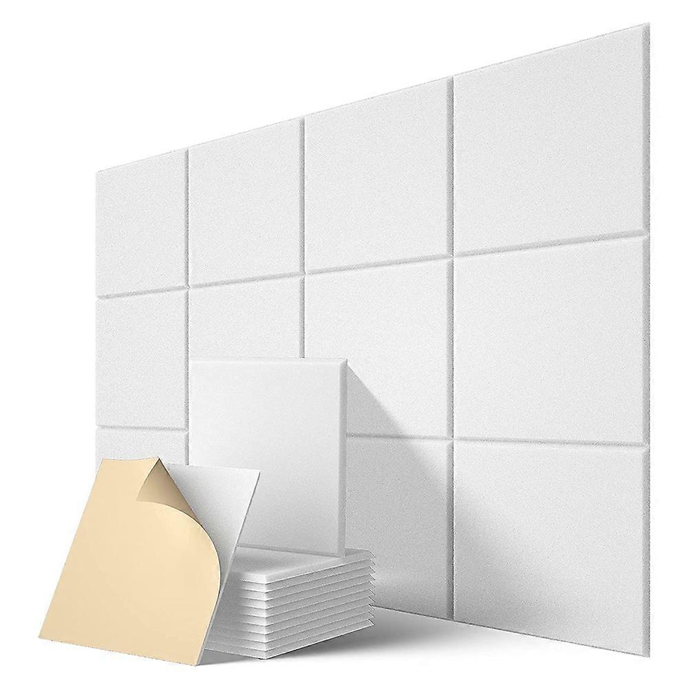 Self-Adhesive Acoustic Panels 12 Pack,12 x 12 x 0.4 inch ,White
