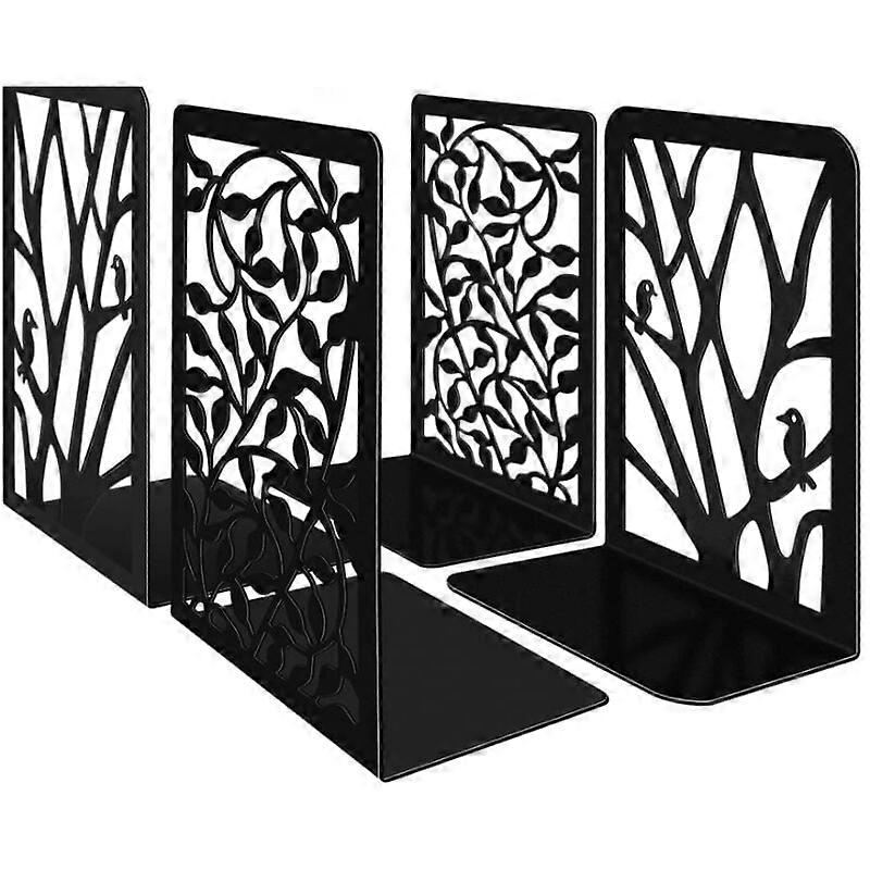 Sturdy Metal Bookends, Anti-Slip Foam Pad Design Ensures Stability, Keep Your Room Tidy With Leaf Style Bookends, Suitable For Large And Small Books,