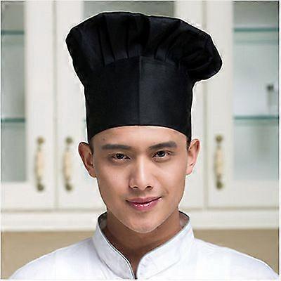 Black Unisex Toque with Elastic Band Kitchen Hats Bakers Caps Comfortable Durable Soft Cooking Cap for Men Women