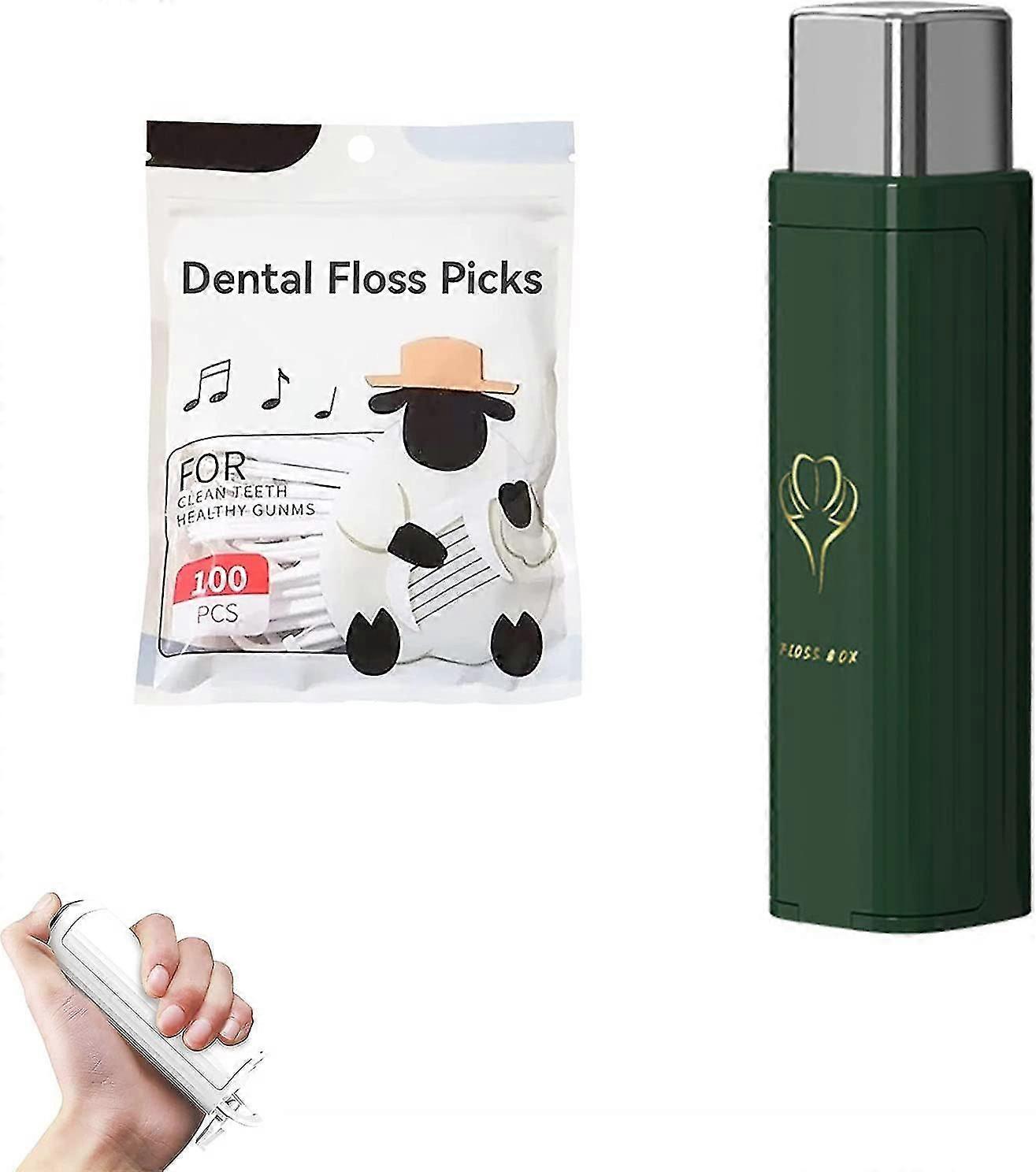 Portable Floss Dispenser, 2023 New Dental Floss Picks Dispenser Dental Floss Portable Case With 100pcs Dental Floss
